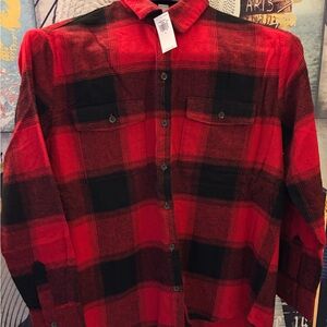 Red and Black Plaid Button-Up Shirt